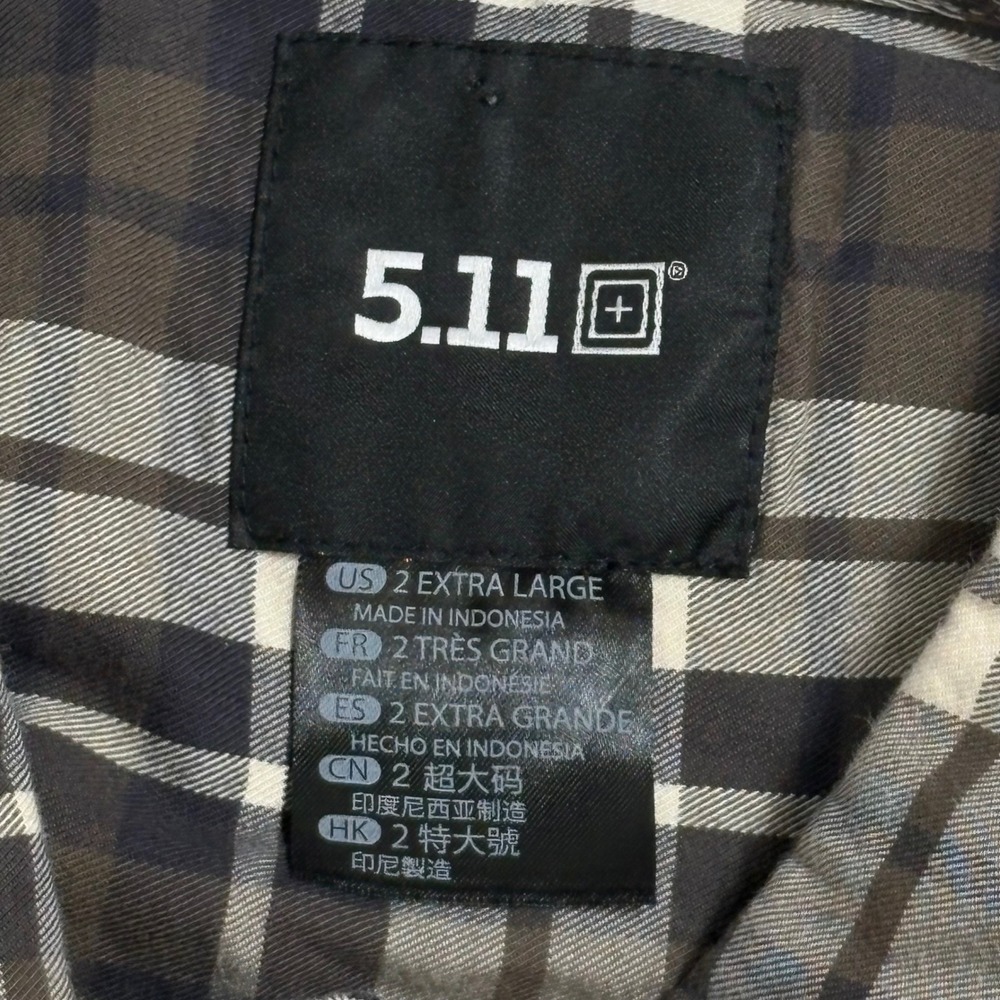 5.11 Tactical Shirt Mens 2XL‎ Brown Gunner Plaid Snap Front Utility Workwear - Picture 4 of 8